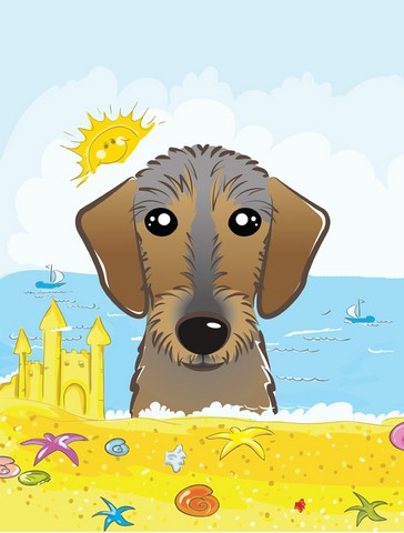 Wirehaired Dachshund Summer Beach Canvas House Flag