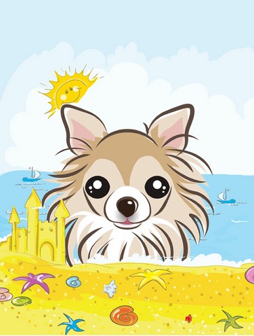 Chihuahua Summer Beach Canvas House Flag