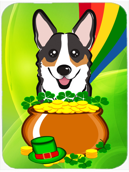 Picture of Carolines Treasures BB1999LCB Tricolor Corgi St. Patricks Day Glass Cutting Board- Large