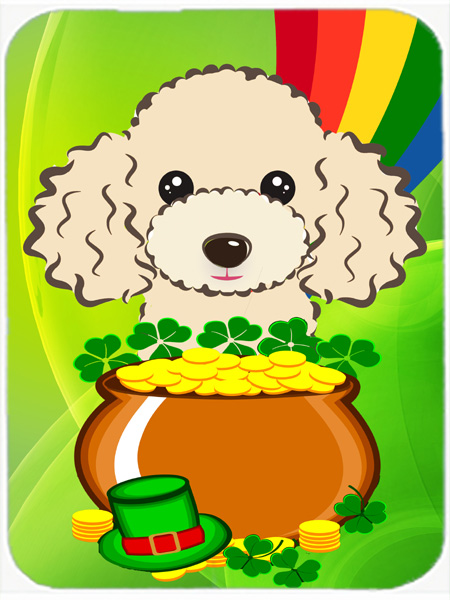 Picture of Carolines Treasures BB2002LCB Buff Poodle St. Patricks Day Glass Cutting Board- Large