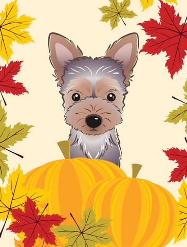 Yorkie Puppy Thanksgiving Flag Garden
