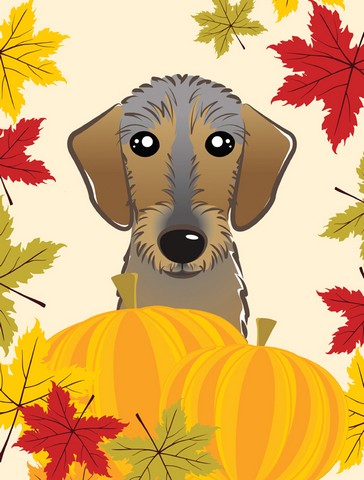 Wirehaired Dachshund Thanksgiving Flag Garden