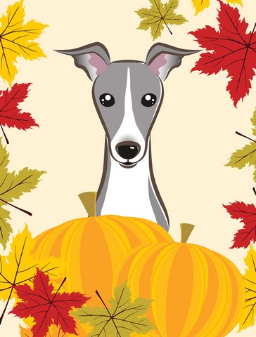 Italian Greyhound Thanksgiving Flag Garden