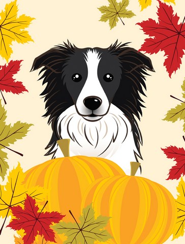 Border Collie Thanksgiving Flag Garden