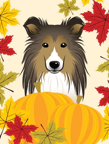 Sheltie Thanksgiving Flag Garden