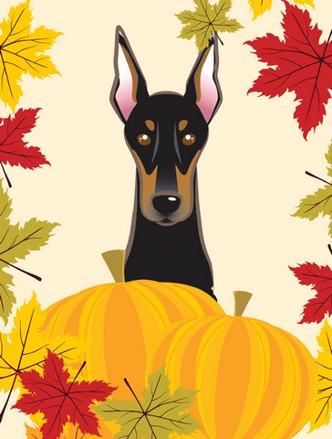 Doberman Thanksgiving Flag Garden