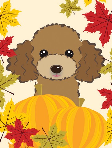Chocolate Brown Poodle Thanksgiving Flag Garden