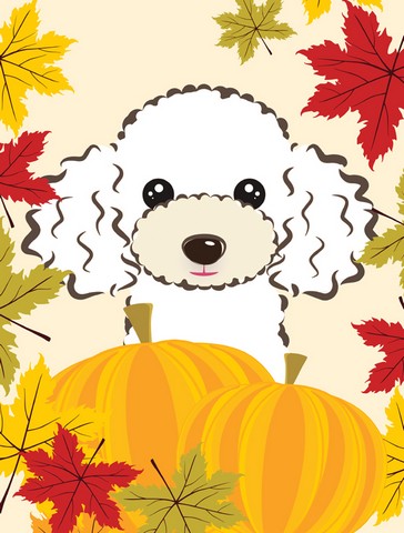White Poodle Thanksgiving Flag Garden