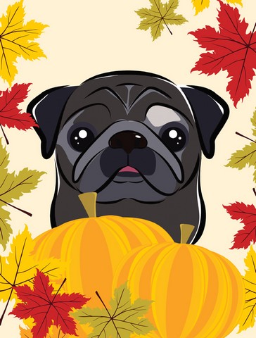 Black Pug Thanksgiving Flag Garden