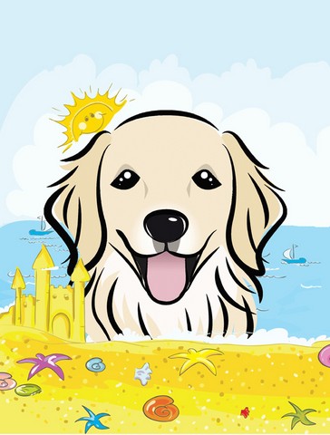 Golden Retriever Summer Beach Flag Garden