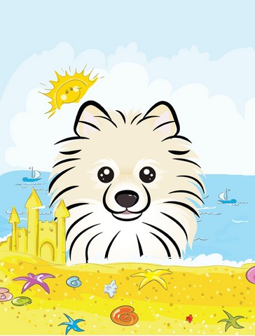 BB2075GF Pomeranian Summer Beach Flag Garden