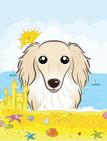Longhair Creme Dachshund Summer Beach Flag Garden