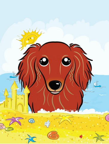Longhair Red Dachshund Summer Beach Flag Garden