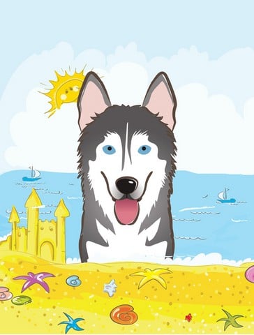 Alaskan Malamute Summer Beach Flag Garden