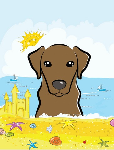 Chocolate Labrador Summer Beach Flag Garden