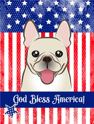 God Bless American Flag with French Bulldog Canvas House Flag