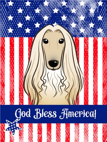 God Bless American Flag with Afghan Hound Canvas House Flag