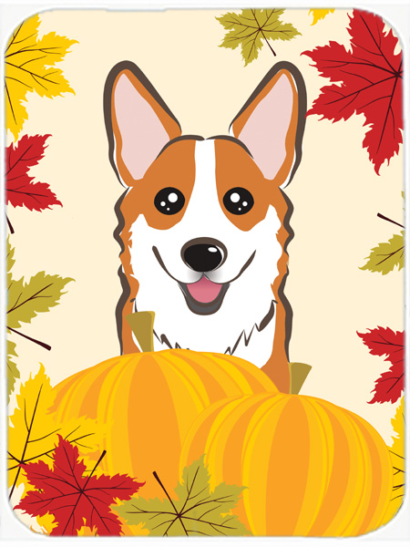 Picture of Carolines Treasures BB2060LCB Red Corgi Thanksgiving Glass Cutting Board- Large