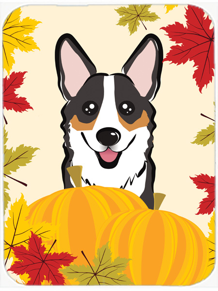 Picture of Carolines Treasures BB2061LCB Tricolor Corgi Thanksgiving Glass Cutting Board- Large