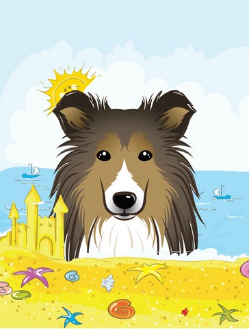 Sheltie Summer Beach Flag Garden