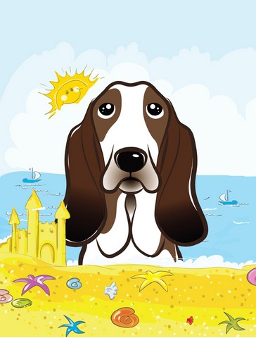 Basset Hound Summer Beach Flag Garden