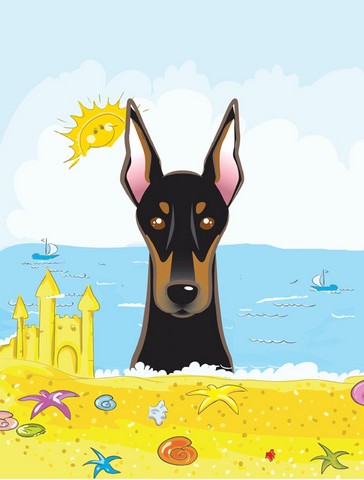 Doberman Summer Beach Flag Garden