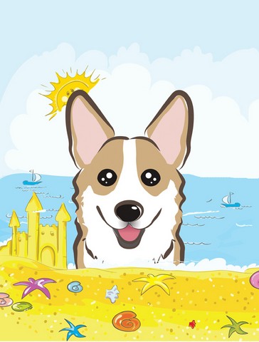 Sable Corgi Summer Beach Flag Garden