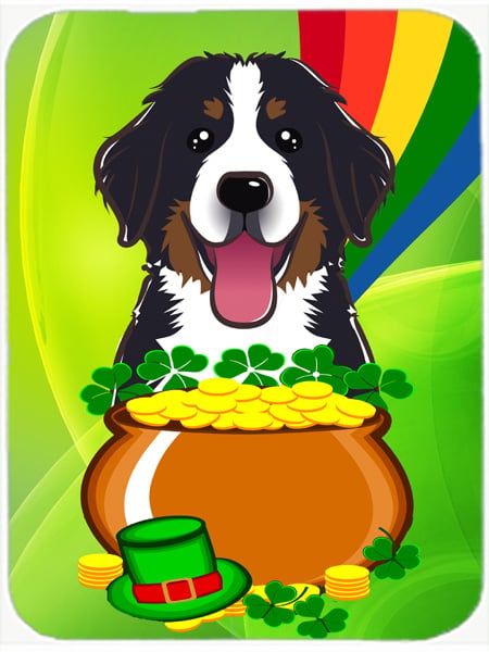 Bernese Mountain Dog St. Patricks Day Glass Cutting Board- Large