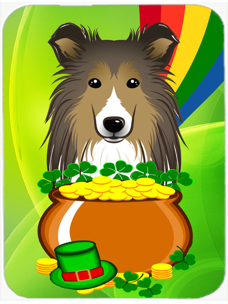 Picture of Carolines Treasures BB1986LCB Sheltie St. Patricks Day Glass Cutting Board- Large
