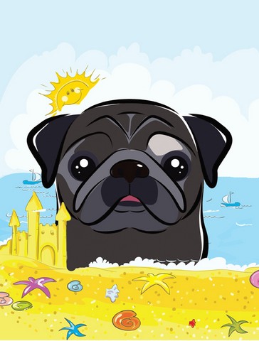 Black Pug Summer Beach Flag Garden