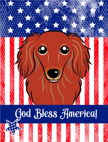 BB2144GF Longhair Red Dachshund Flag Garden