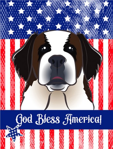 God Bless American Flag with Saint Bernard Flag Garden