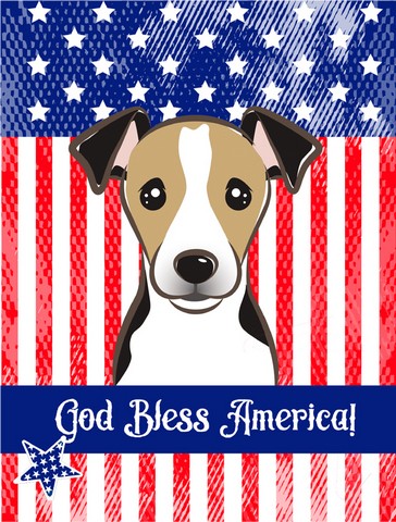 BB2191GF God Bless American Flag with Jack Russell Terrier Flag Garden