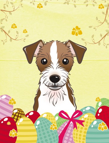 Jack Russell Terrier Easter Egg Hunt Canvas House Flag