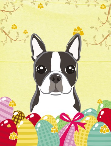 Boston Terrier Easter Egg Hunt Canvas House Flag