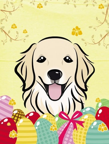 Golden Retriever Easter Egg Hunt Canvas House Flag