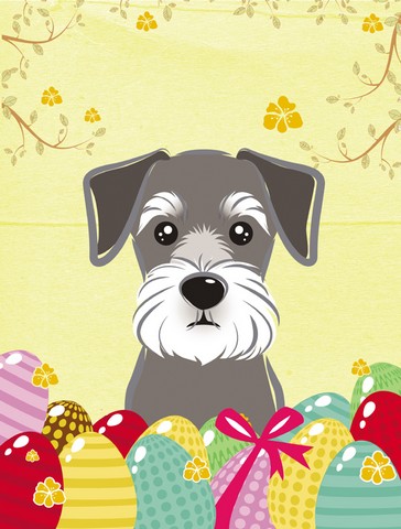 BB1888CHF Schnauzer Easter Egg Hunt Canvas House Flag