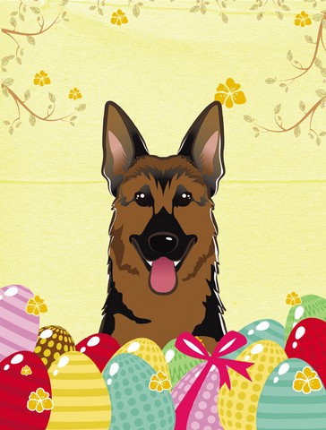German Shepherd Easter Egg Hunt Canvas House Flag