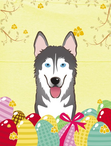 Alaskan Malamute Easter Egg Hunt Canvas House Flag