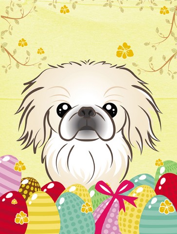 Pekingese Easter Egg Hunt Canvas House Flag