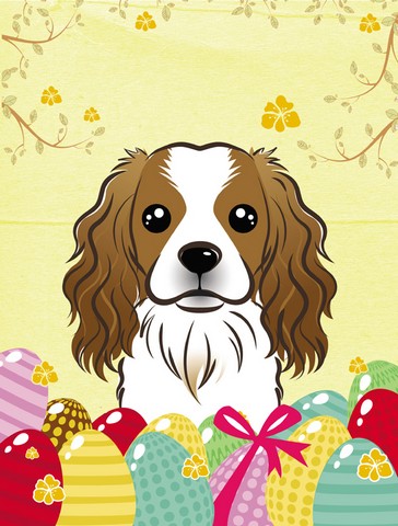 Cavalier Spaniel Easter Egg Hunt Canvas House Flag