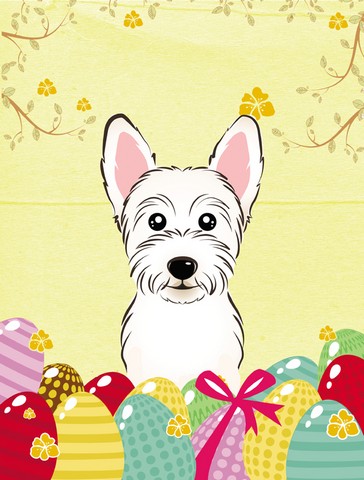 Westie Easter Egg Hunt Canvas House Flag