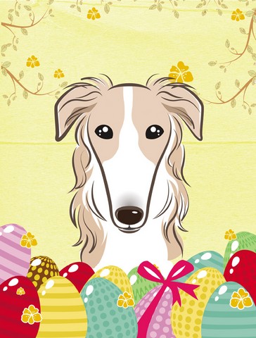 Borzoi Easter Egg Hunt Canvas House Flag