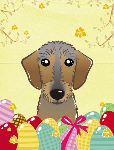 Wirehaired Dachshund Easter Egg Hunt Canvas House Flag