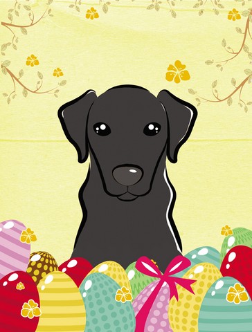 BB1917CHF Black Labrador Easter Egg Hunt Canvas House Flag