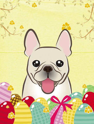 French Bulldog Easter Egg Hunt Canvas House Flag
