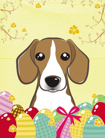 Beagle Easter Egg Hunt Canvas House Flag