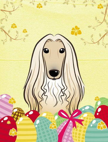 Afghan Hound Easter Egg Hunt Canvas House Flag