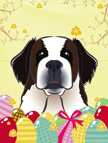 Saint Bernard Easter Egg Hunt Canvas House Flag