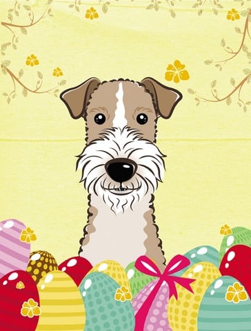 Wire Haired Fox Terrier Easter Egg Hunt Canvas House Flag